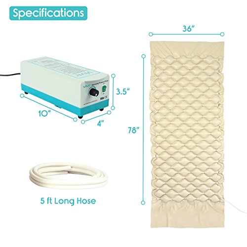 Alternating Pressure Mattress by Vive Includes Electric Pump & Mattress Pad Best Inflatable